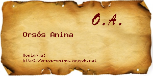 Orsós Anina névjegykártya